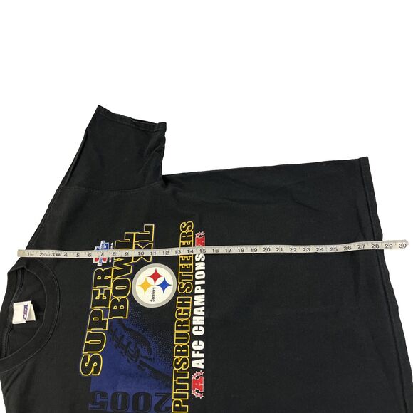 Vtg Y2K CSA Pittsburgh Steelers Super Bowl XL Graphic T-Shirt Size Large Black - Picture 8 of 8